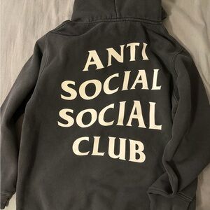 Anti Social Social Club Charcoal Hoodie with White Text